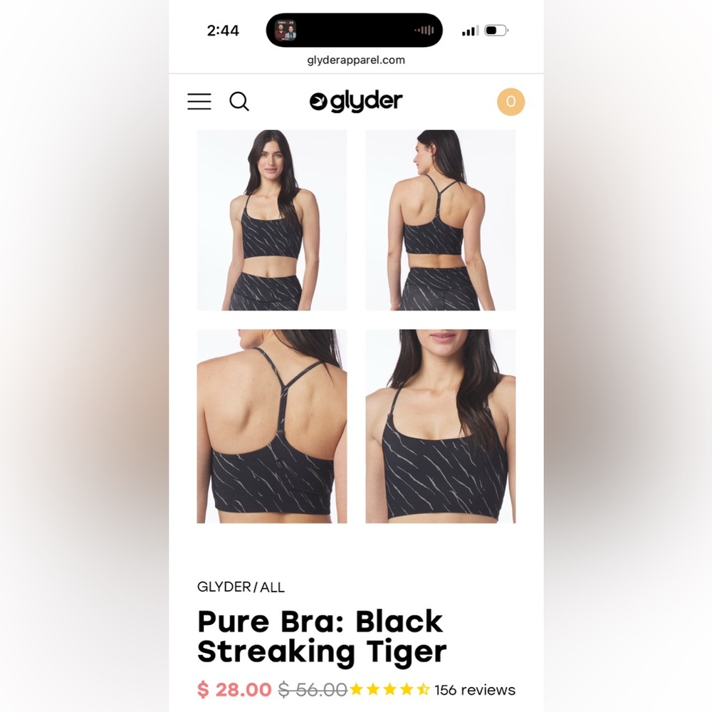 Glyder Black and light brown Sports Bra with Racerback and Compression Fit